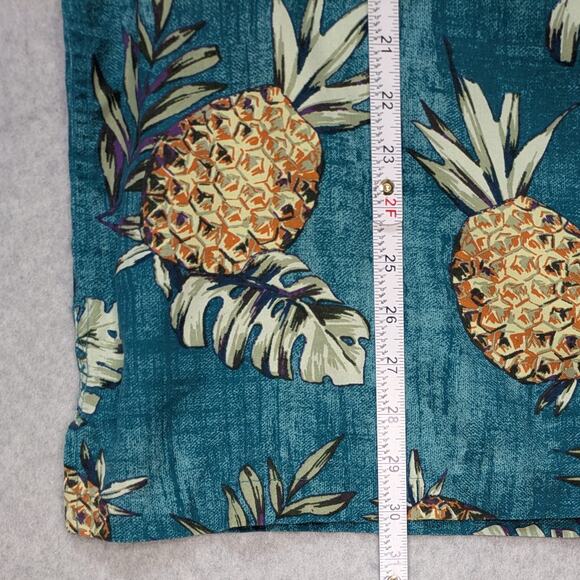 Island Shores Mens XXL Green Hawaiian Shirt Washable Silk Button Up Short Sleeve - Picture 7 of 7